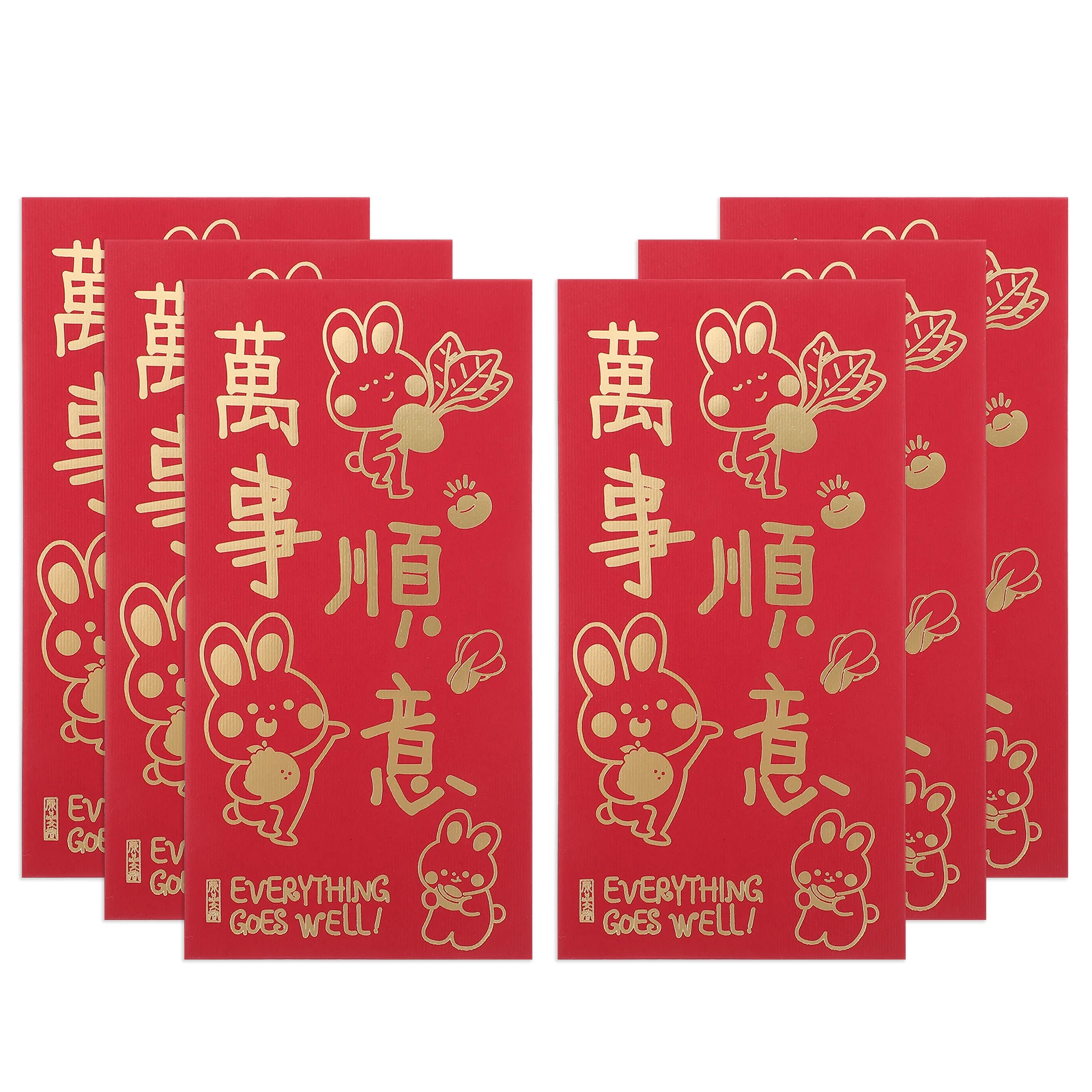 

6pcs Red Envelopes Lucky Money Bags Gold Paper Chinese Style Creative New Year Rabbit Cartoon Patterns Envelopes Gifts
