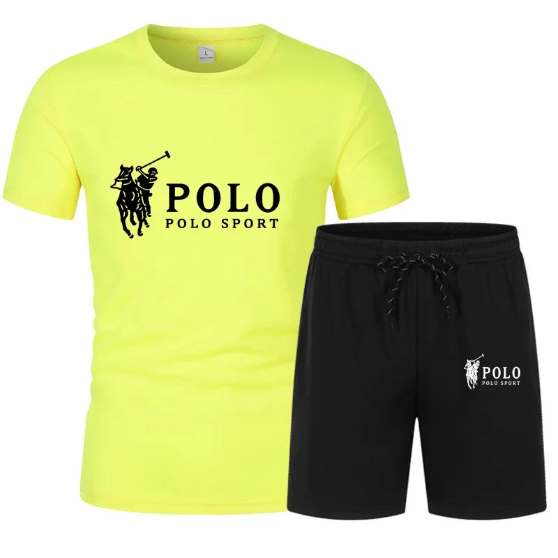 Camiseta y pantalones cortos de dos piezas para hombre, ropa informal de fitness y libertad, ropa para correr, moda de verano