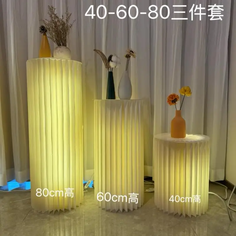 round display stand Roman column base with lamp product cylindrical display window model booth home