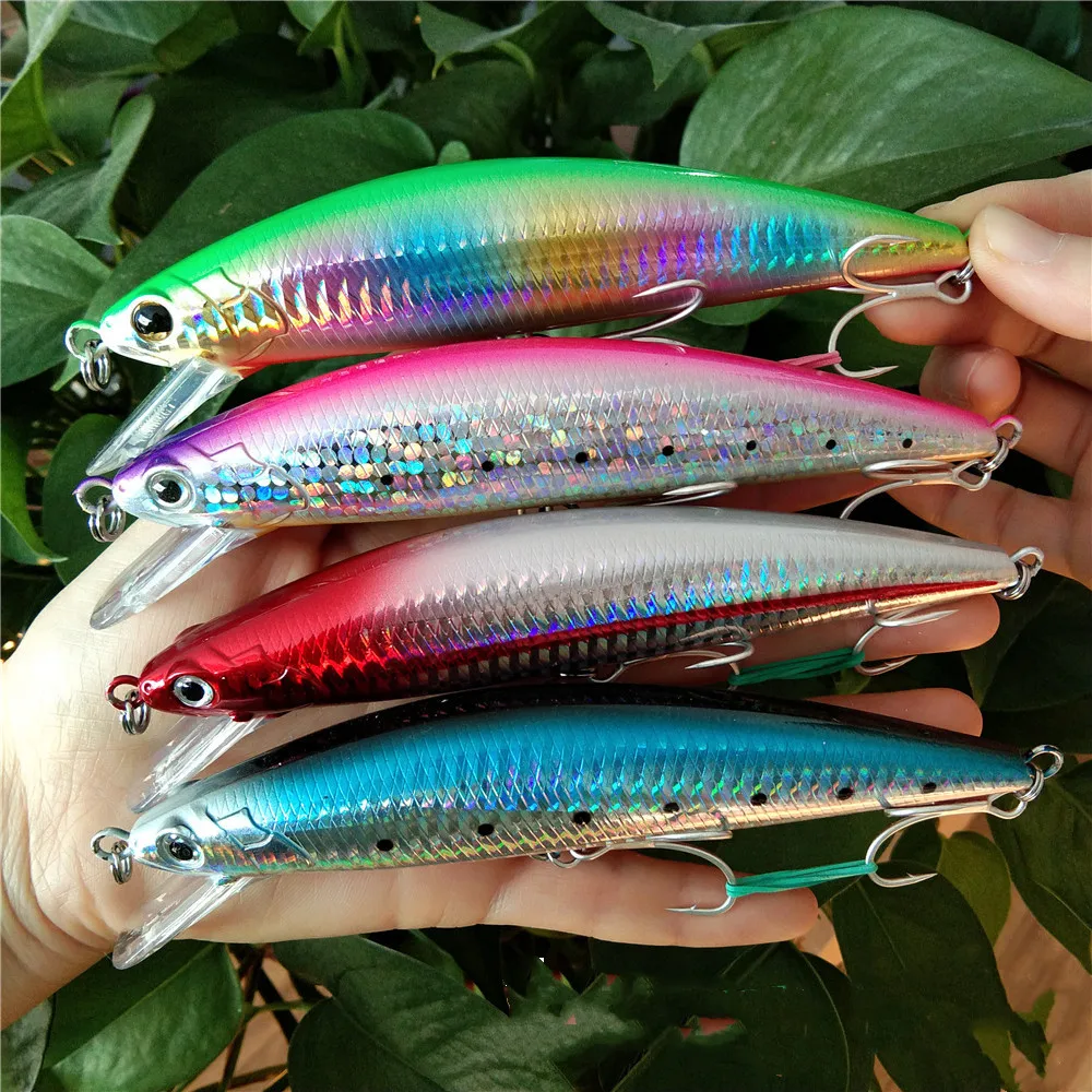 Swolfy 4pcs 14cm 60g sinking Minnow Fishing Lure Wobblers Hard Artificial Bait 3D Eyes Crankbait Baits Fishing Accessories