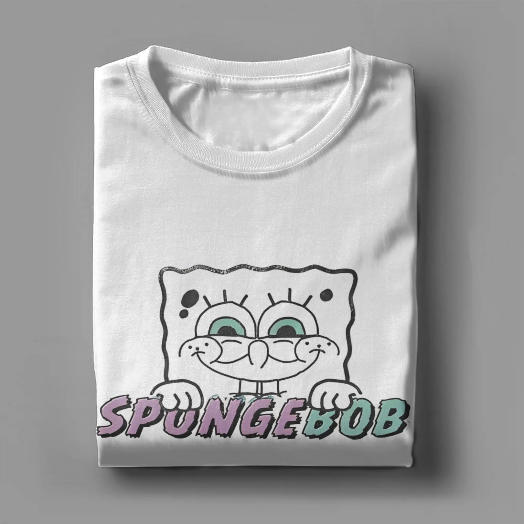 Men Women Printed S-Sponge bob Cute Big Face  Tee T Shirt 100% Cotton Anime T-shirts Clothes