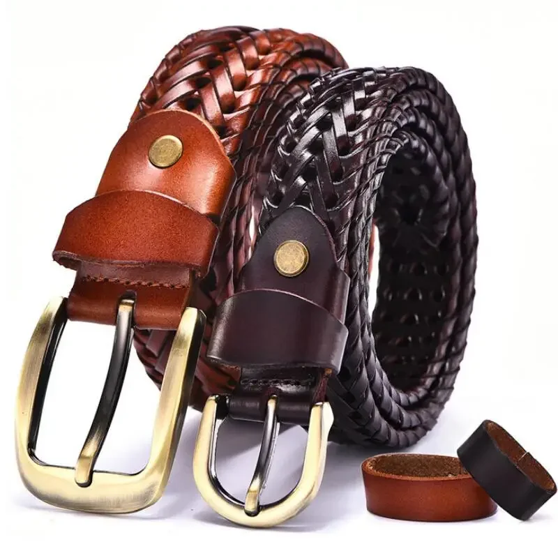 

Women Braided Belt For Men's Woven Belt Luxury Genuine Leather Cow Straps Hand Knitted Designer Men For Jeans Girdle Male Belts