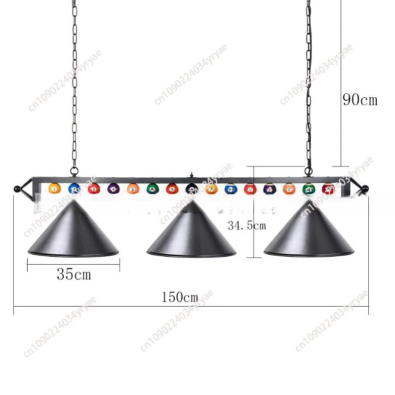 Pool Table Lighting Fixtures Ceiling Lamp for Game Room Beer Party 7ft  Black Metal Ball Design Hanging Billiard Pendant Lamp