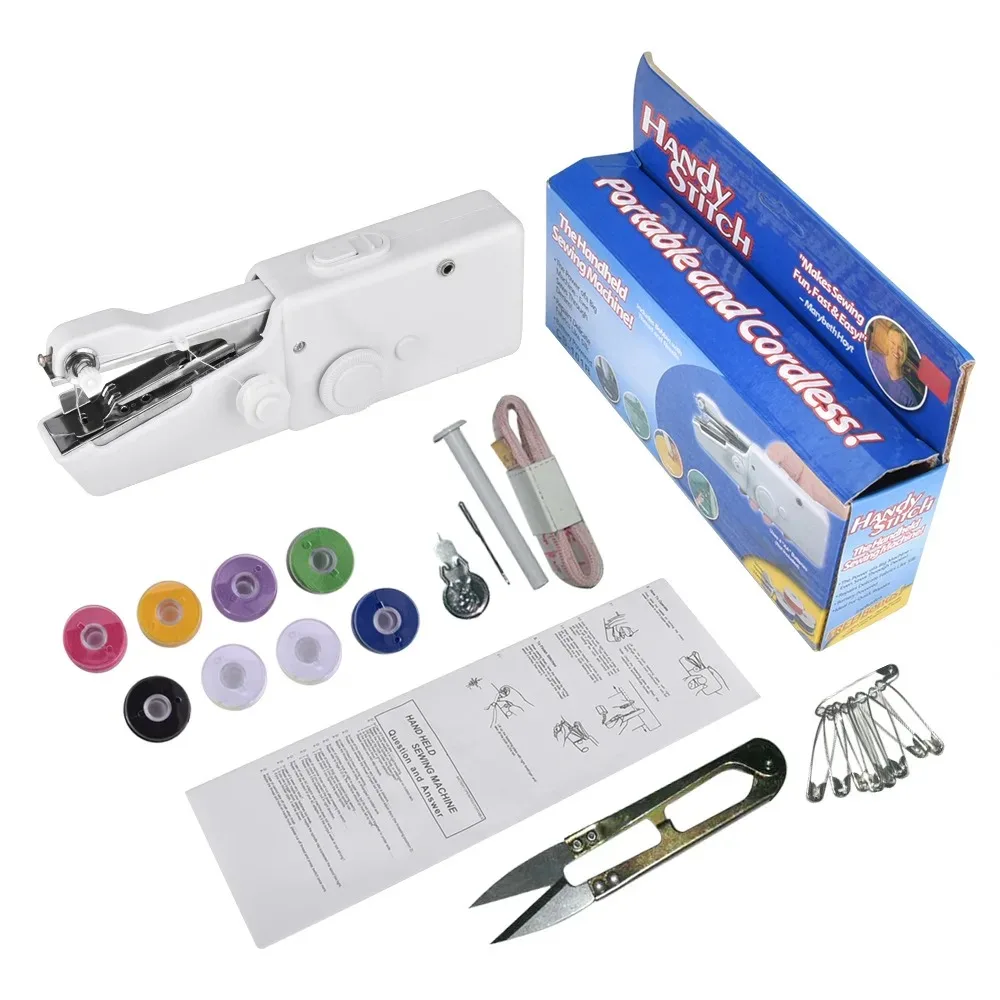 Portable Handheld Sewing Machine Mini Stitch Sewing Needlework Cordless Clothes Fabric Electric Sewing Machine