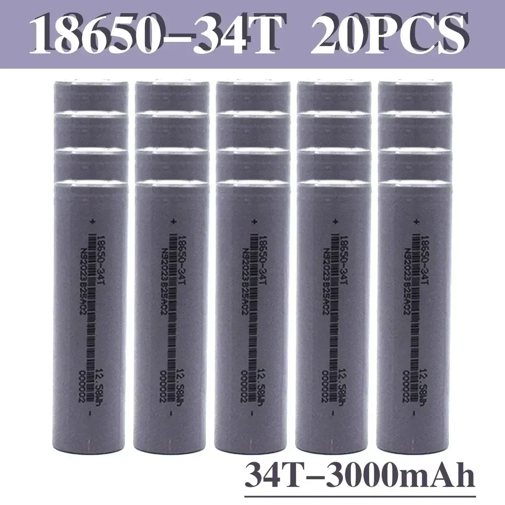 18650 34T Ion Rechargeable Battery, 3.7V, 3000mAh,Suitable for Toys, Flashlights, Wireless Mice, Power Tools and Other Equipment