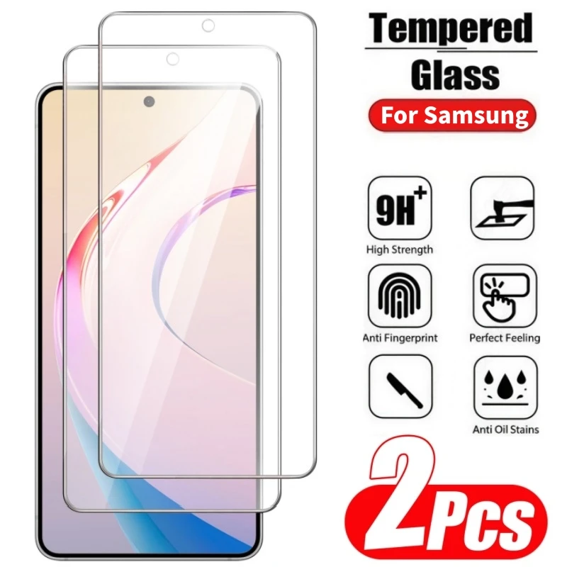 2Pcs HD Tempered Glass Screen Protector For Samsung Galaxy S20 S21 S23 S24 S25 FE A52 A53 A54 A55 A56 A57 Glass Protection Film
