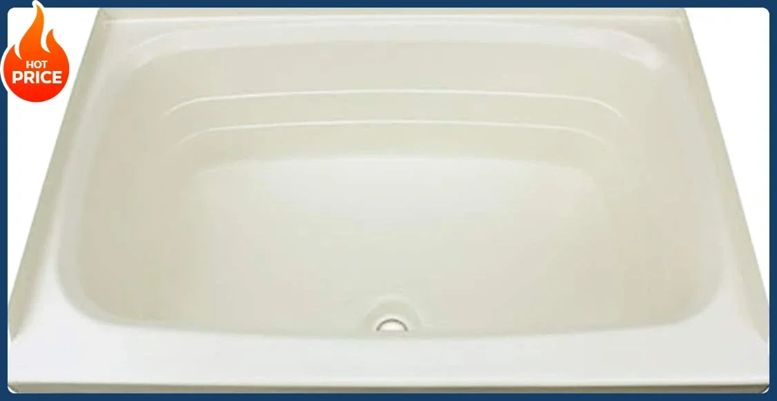 

[Discounted Price!]Lippert Replacement 24" x 38" Parchment Bathtub with Center Drain, Scratch-Resistant ABS Acrylic for RVs, Tra
