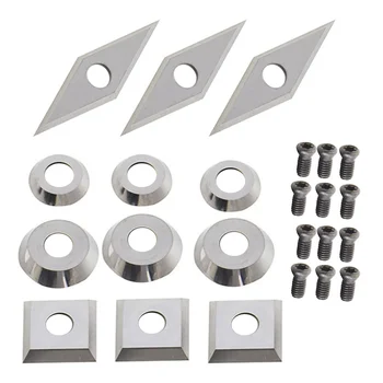 Carbide Cutters Inserts Set Square Blades Lathe Turning Carving Bevelling Shaping Curves Cutting CNC Tools