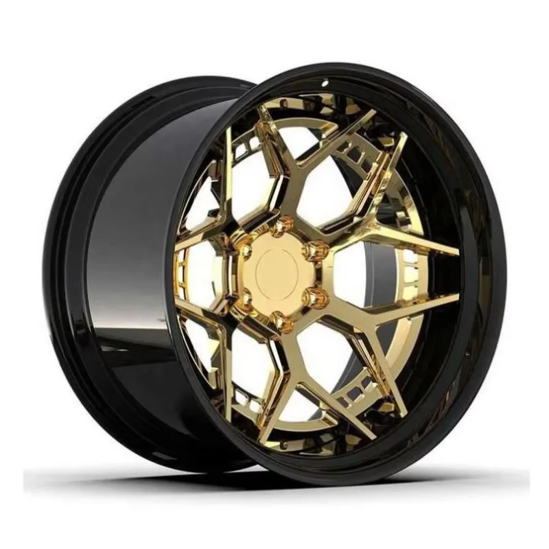 

2-Piece Gold Customized Luxury Forged Car Wheels 16 17 19 21 22 23 24 Inch Multi Spokes Wheels for Cars