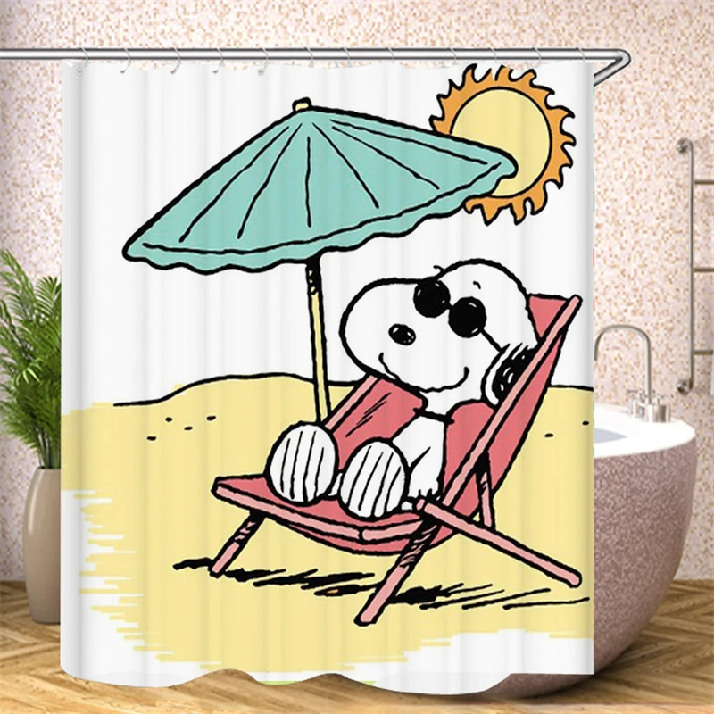 Snoopy shower curtain bathroom dedicated waterproof splash-proof anti-corrosion toilet bathroom full set of luxury suit