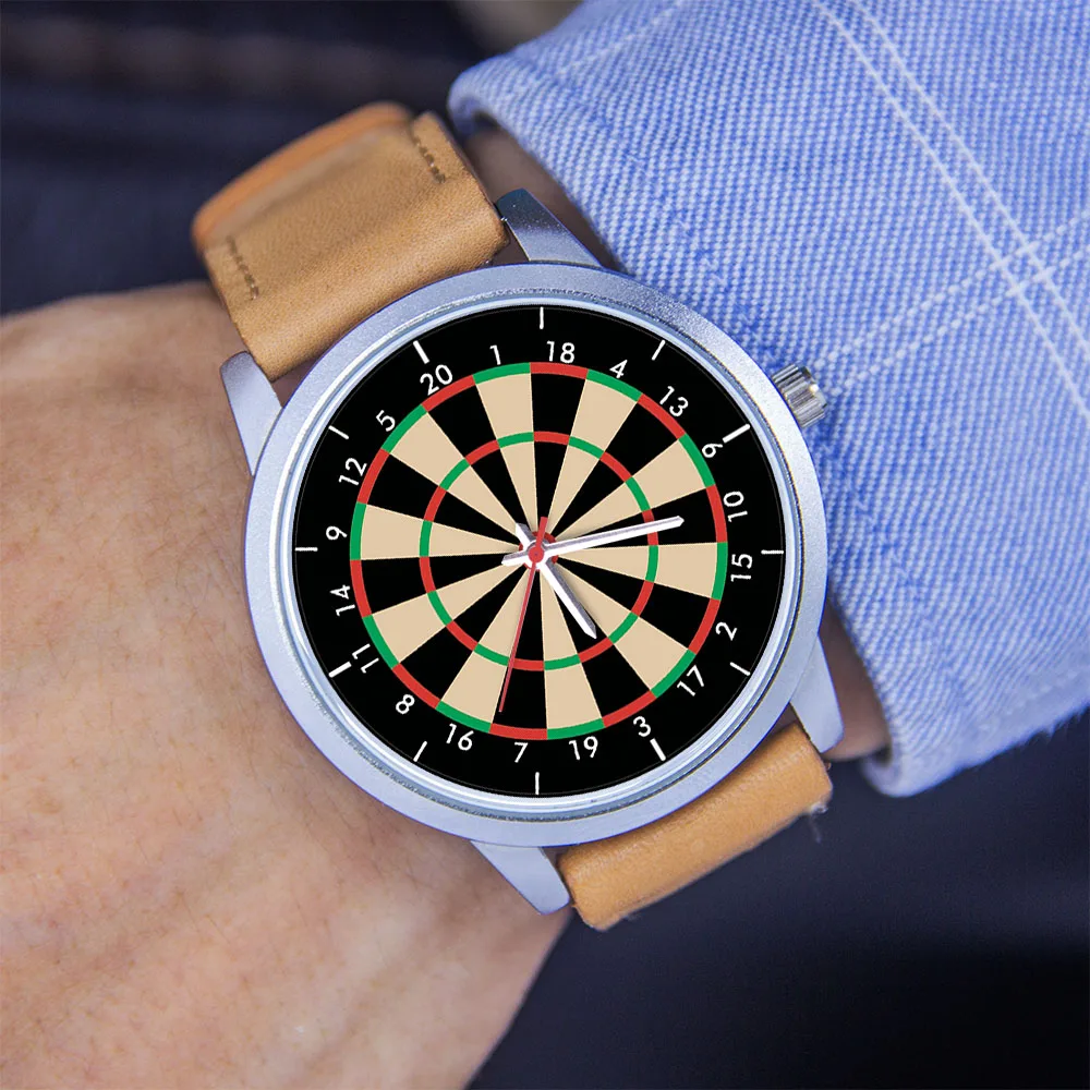 Dart board Design Dart Sports Unisex Men Watch for Children Electronic Watches for Man Personality Wrist Watches Silver Black