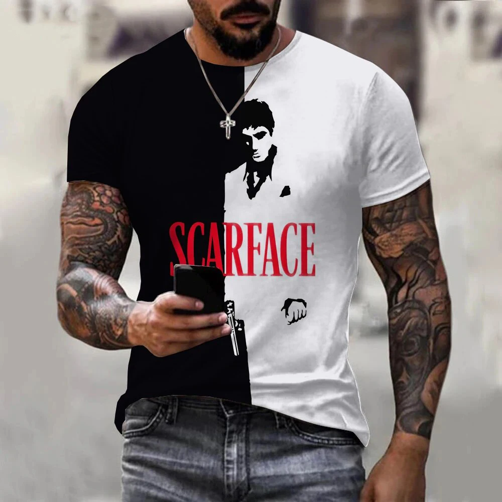 Movie Scarface 3D Print T-Shirts Streetwear Men Women Fashion Oversized Short Sleeve T Shirt O-Neck Male Tees Tops Clothing