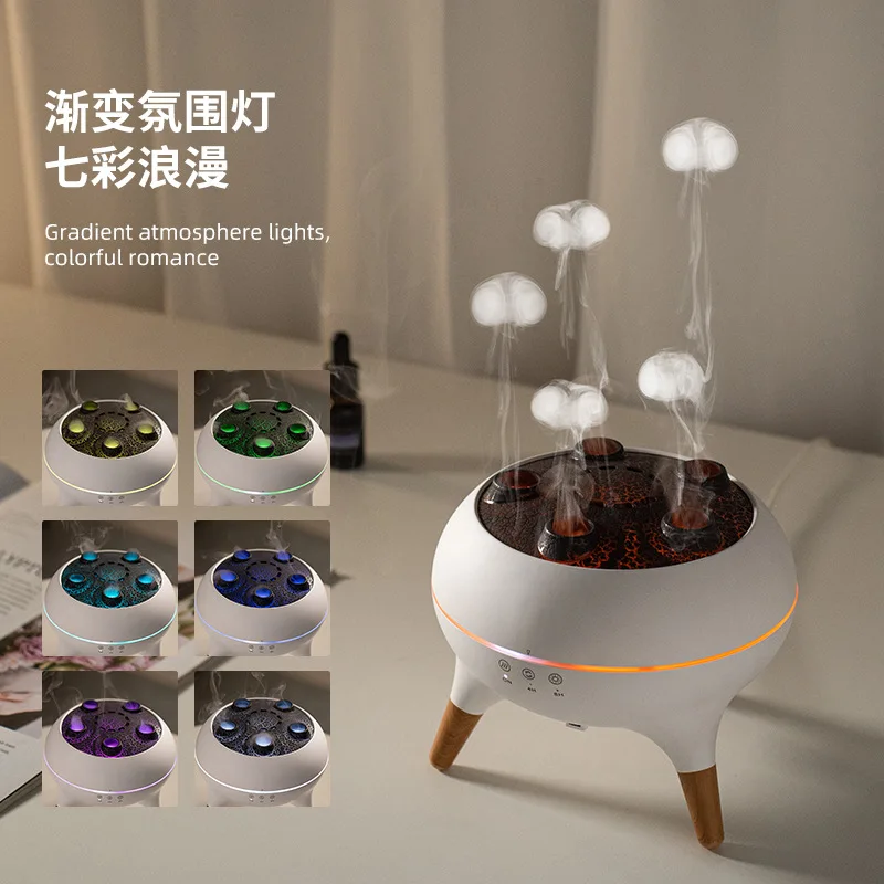 

Jellyfish Humidifier Desktop Home Ultrasonic Smoke Ring Aromatherapy Machine with Colorful Ambient Light and Remote Control