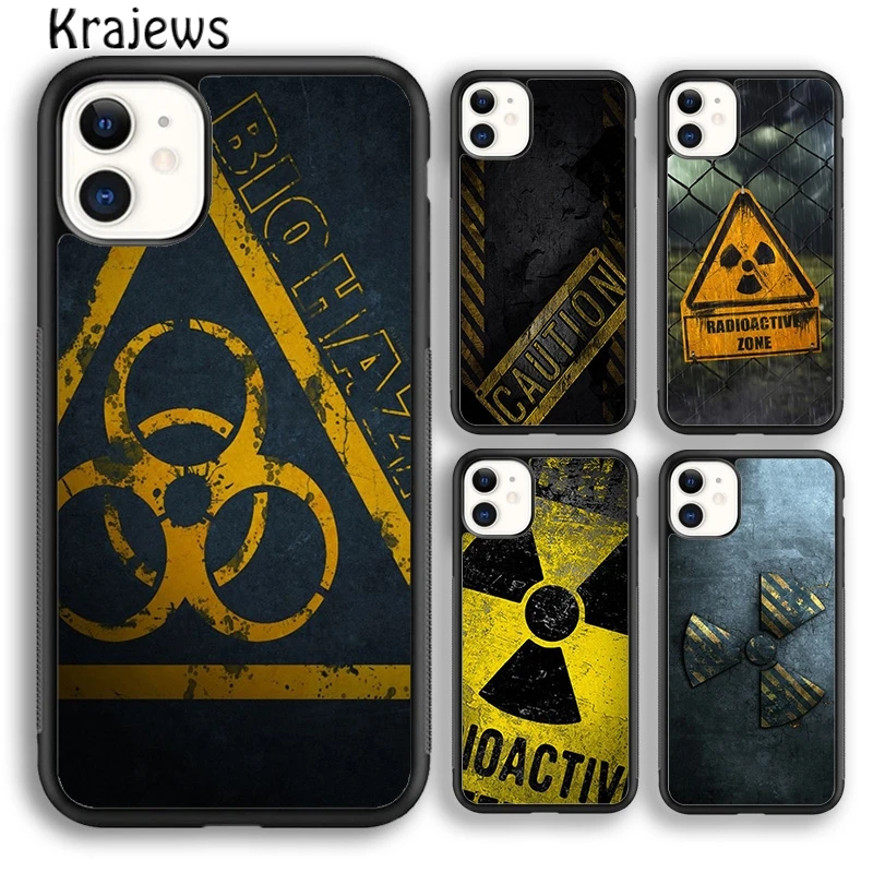 Krajews Radioactive warning sign Phone Case Cover For iPhone 16 15 SE2020 14 6 7 8 plus 11 12 13 pro max Plus coque Fundas