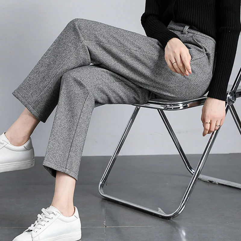 Autumn Woolen Pants Women Harem Pencil Pants Women 2022 Winter High Waisted Casual Suit Pants Office Ladies Trousers New 23977