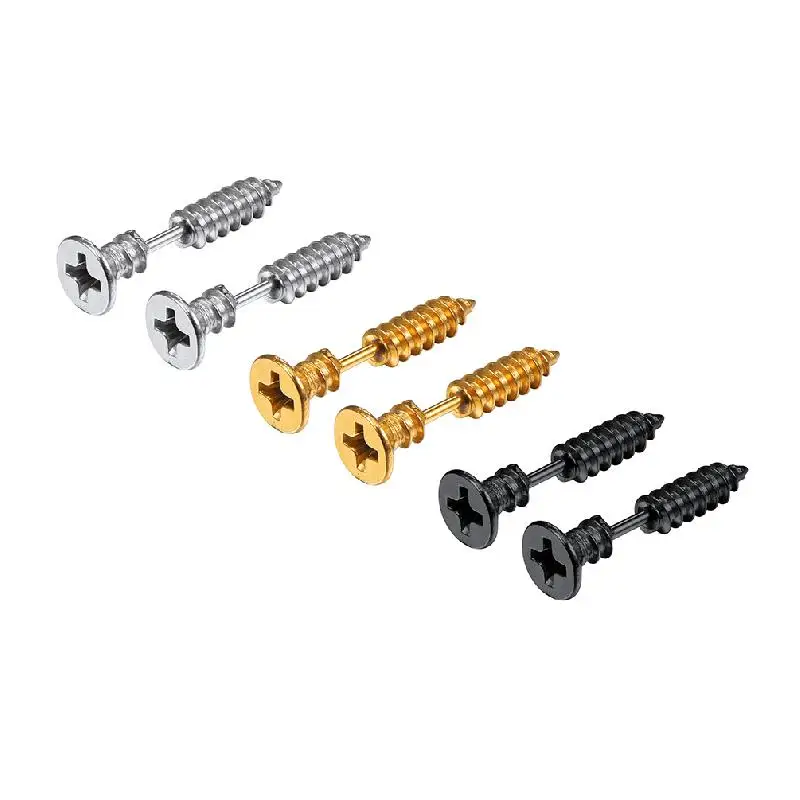 U7 3pairs/set Stainless Steel Rivet Screw Nails Stud Earring Men Women Industrial Earrings Cool Jewelry