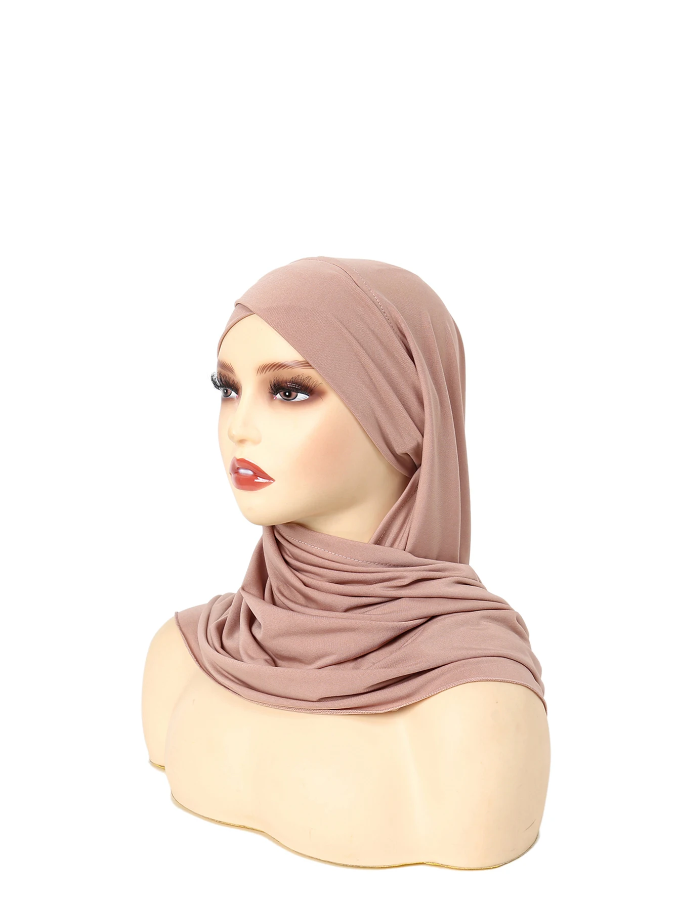 Ramadan Muslim Hijab Caps Wrap Head Solid Color Headscarf Turban Bonnet Fashion Cross Ladies Headdress Wearable