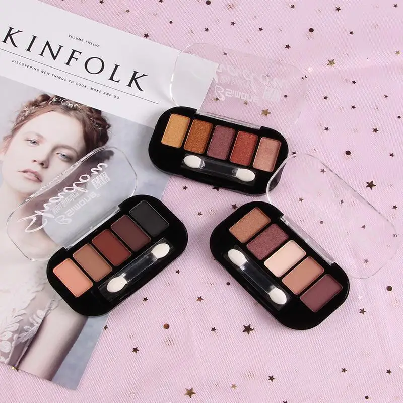 BSIMONE Paleta de sombras de ojos de cinco colores Tridimensional, Natural, Desarrollo de color de larga duración, Maquillaje de sombra de ojos de sombra terrosa