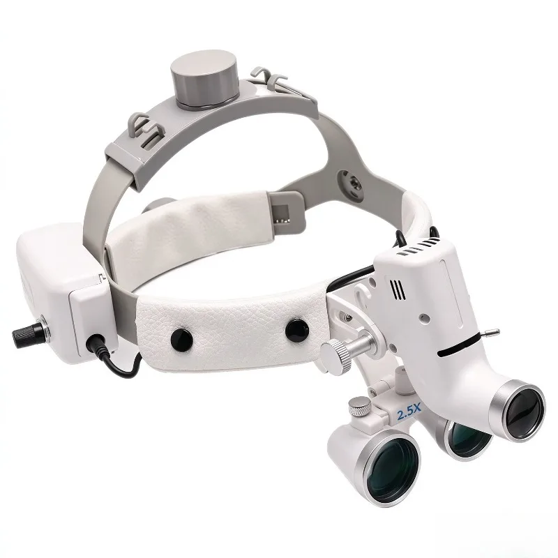 5W Electric Dental LED Surgical Luxury Loupes 3.5X 2.5X Headlight Magnifier Headband Headlamp Metal