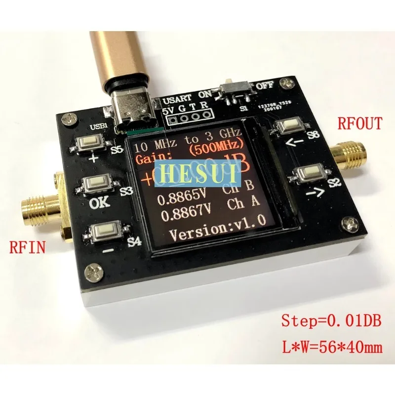 

10M-3GHZ 120DB large dynamic range CNC gain amplifier 0.01DB stepping RF