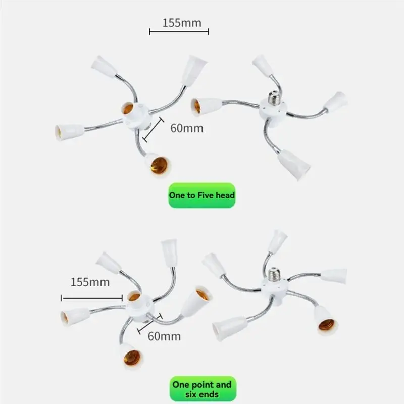E27 LED Bulb Splitter Adapter Adjustable Light Holder Socket Converter For Home Office Exhibitions Light Holder 5 Heads-B51B