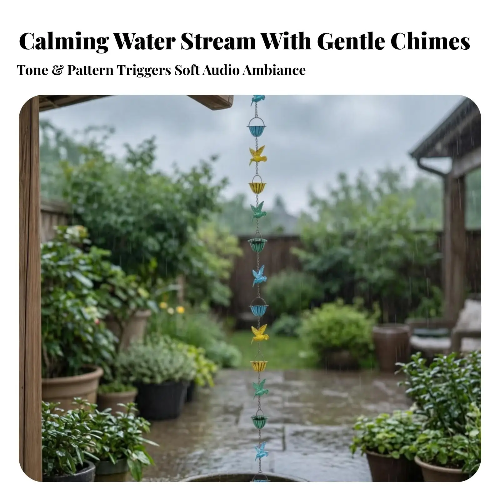 Hummingbird Garden Rain Chain Iron Water Guide for Patio Roof Decorative Bird Hanging