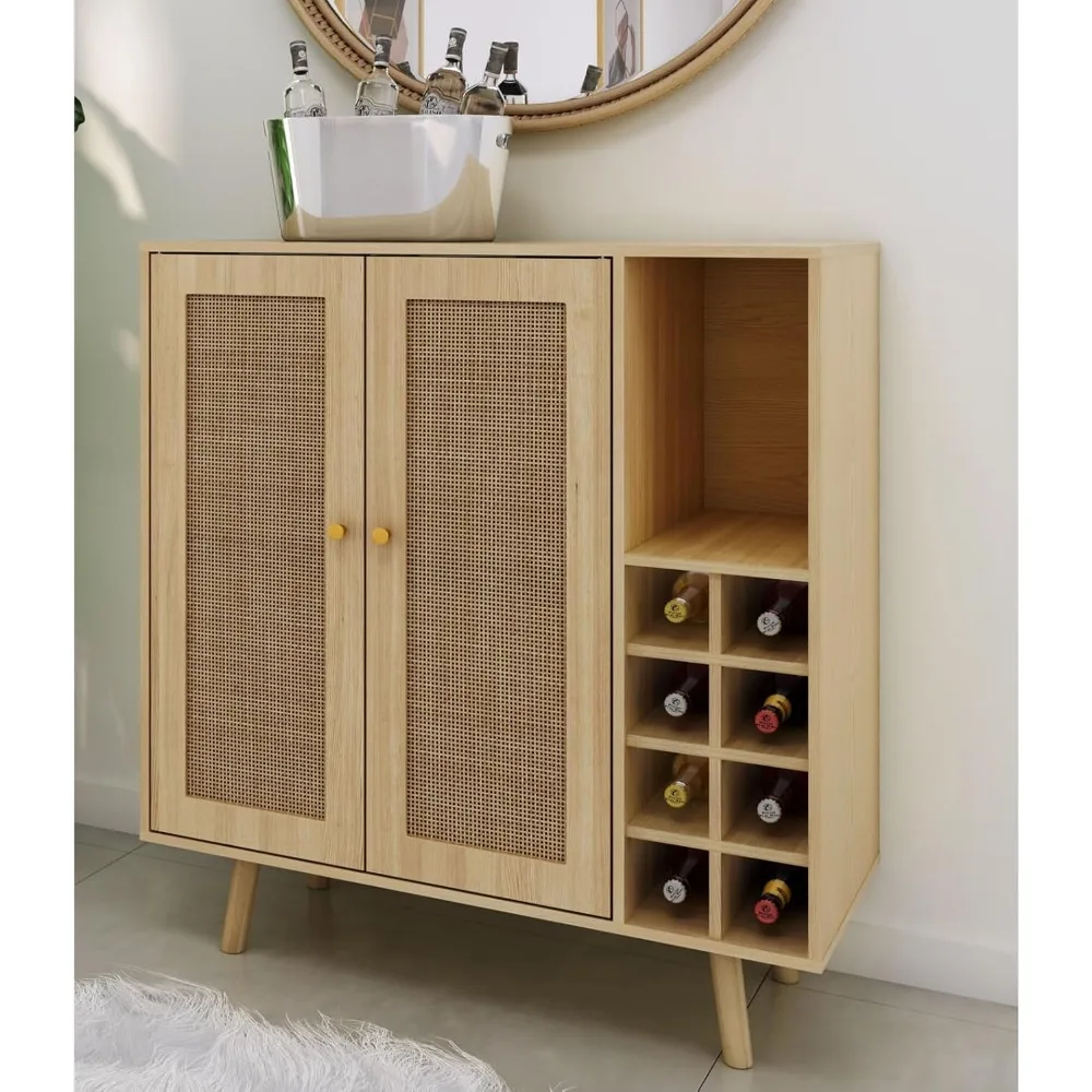 

Coffee bar, power socket, 7 hooks, 9 wine racks, adjustable tea wine rack, 15.75 D x 32.68 W x 35.83 H, high-gloss sideboard