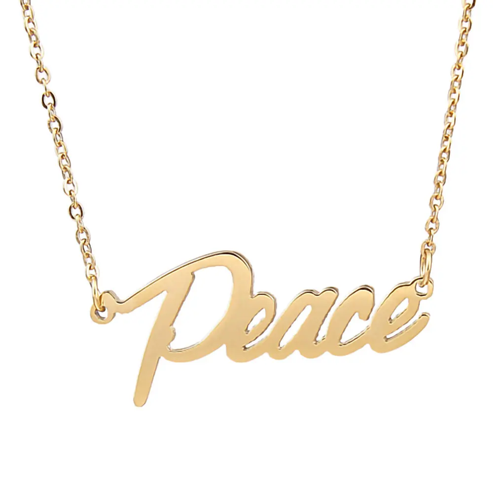 

Peace Name Necklace Nameplate for Women Alphabet Pendant Stainless Steel Popular Letters Jewelry Gift NL2428