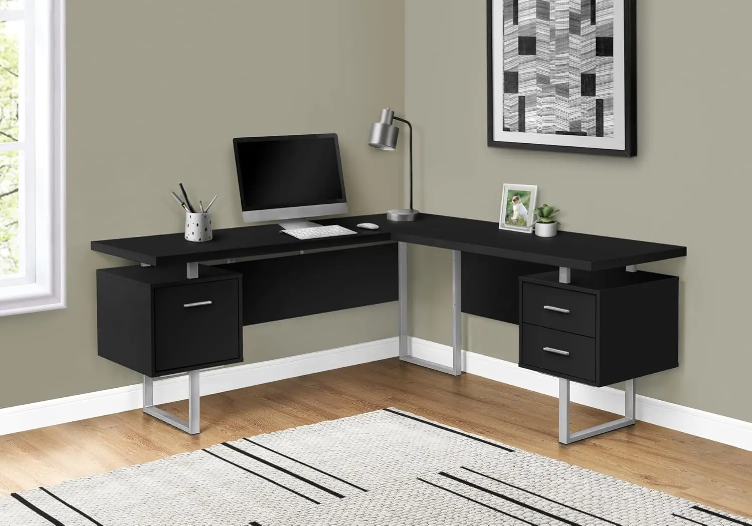 Monarch Specialties 7619 Computer Desk, Home Office, Corner, Left, Right Set-Up, Storage Drawers, 70