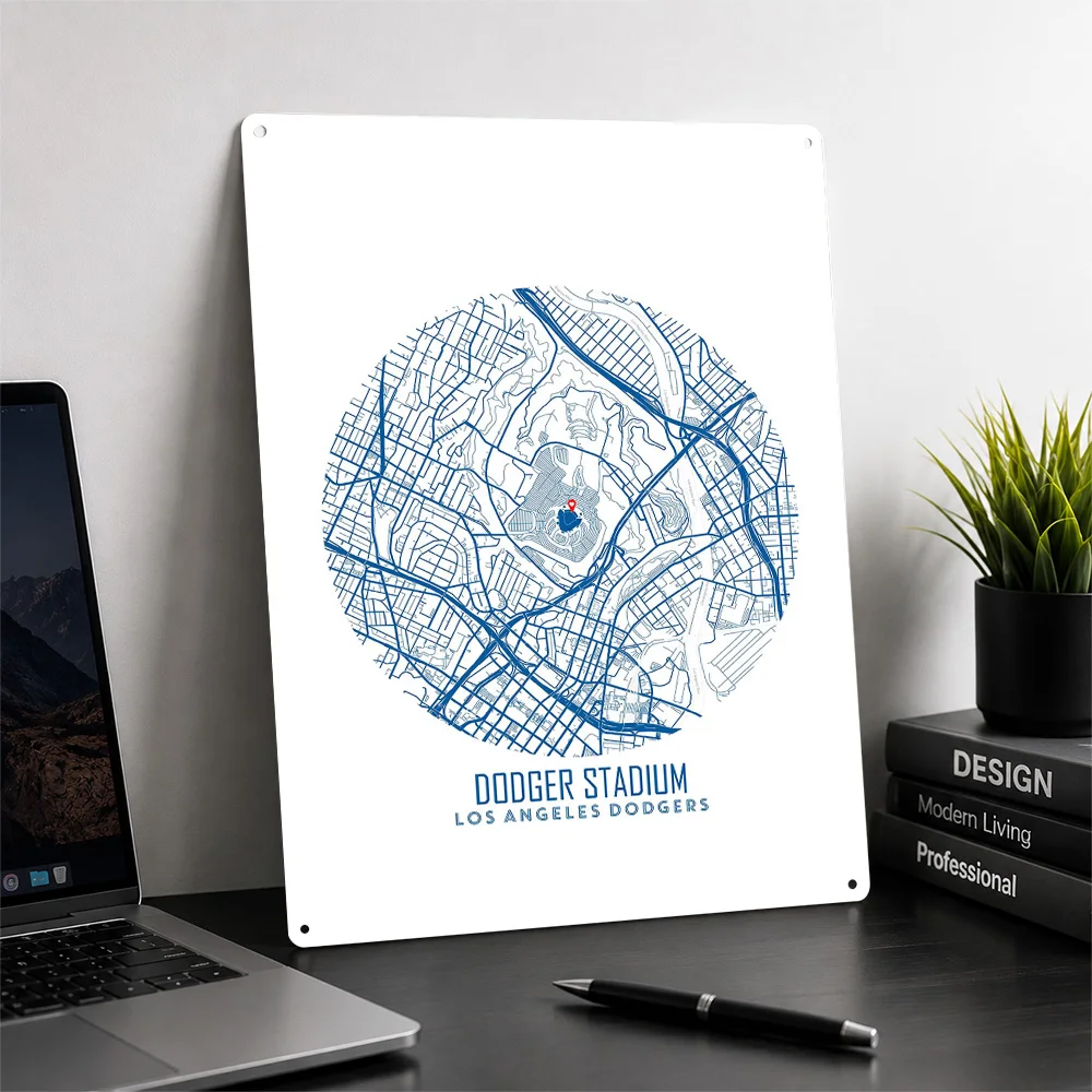 Dodger Stadium stadium Map Poster Venue Wall Art Personalized Vintage Metal Tin Sign for Sports Room Man Cave Home Decor Gift