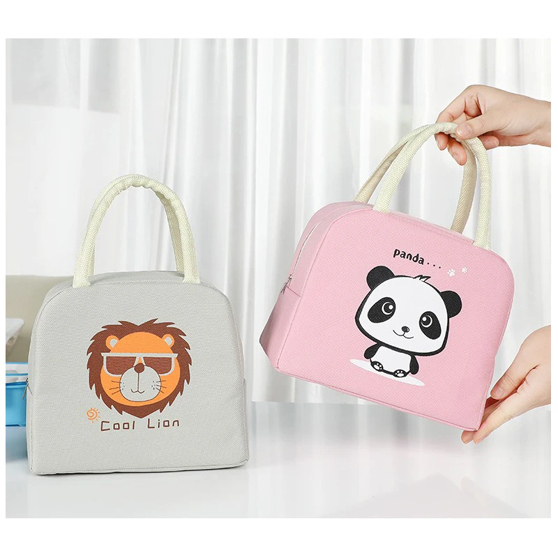 Cartoon Animal Bento Bag Cute Insulated Rice Thermal Bag Lunch Box Portable Insulated Camping Box Camping Accessories