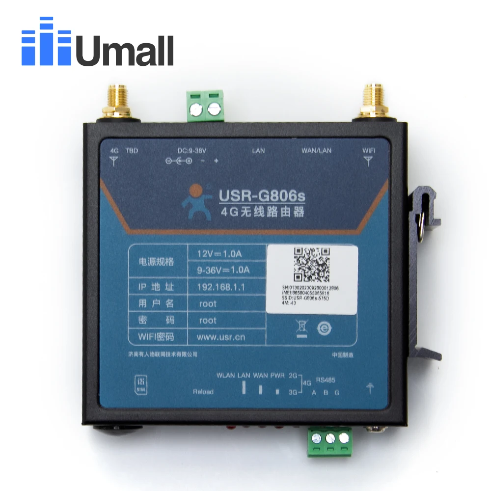 Industrial 4G LTE Router USR-G806S IoT Device Serial Port RS485 LAN to 4G WiFi Converter Support Modbus RTU to TCP