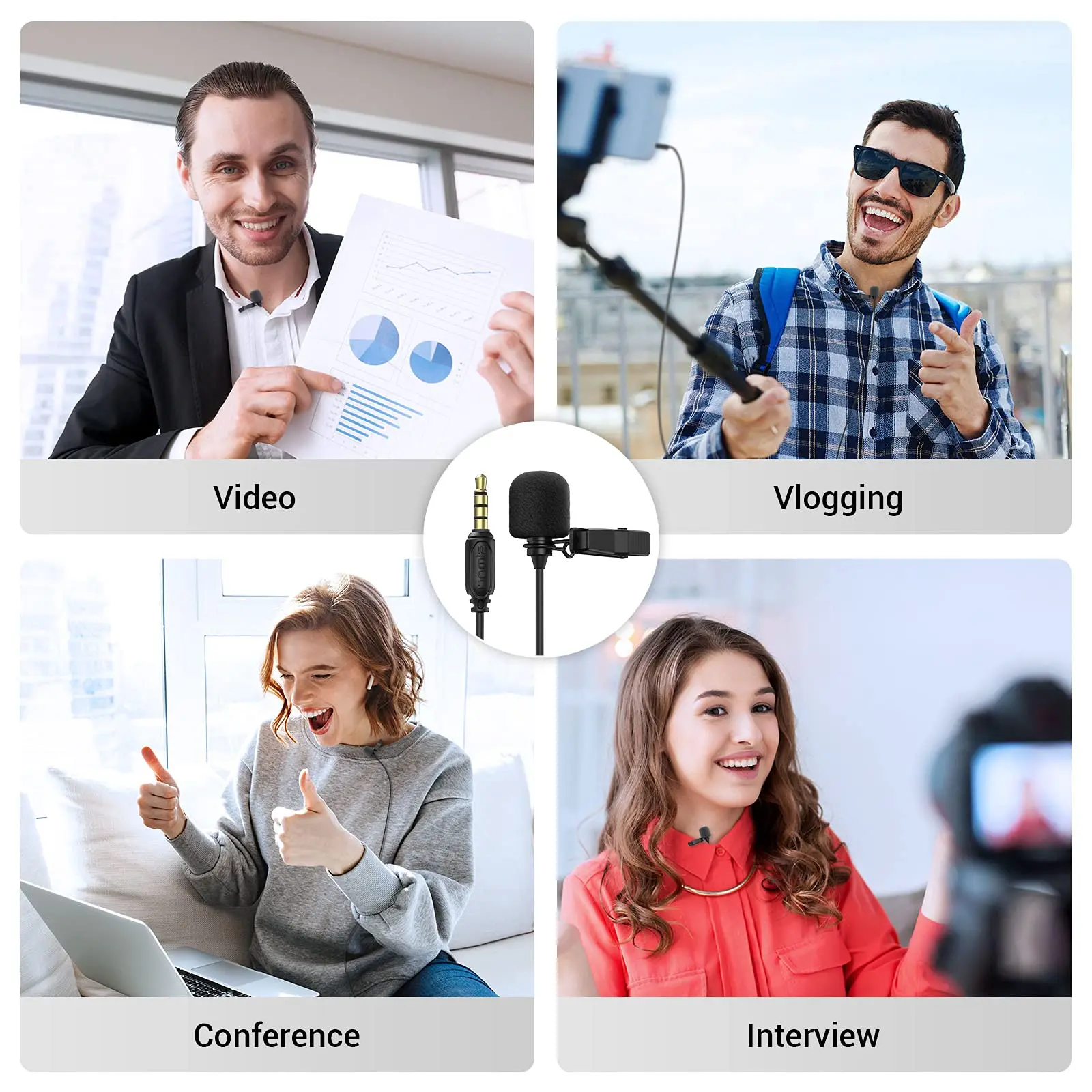 SmallRig – Microphone Lavalier professionnel TRS/TRRS, 3.5mm, pour téléphone portable, ordinateur pour prise de vue vidéo YouTube 3388B