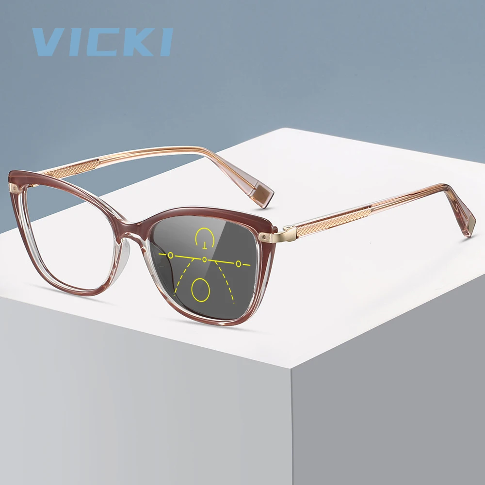 VICKI Women's Retro Butterfly Sunglasses Anti-blue Light Glasses Customizable Prescription Photochromic Multifocal 82007