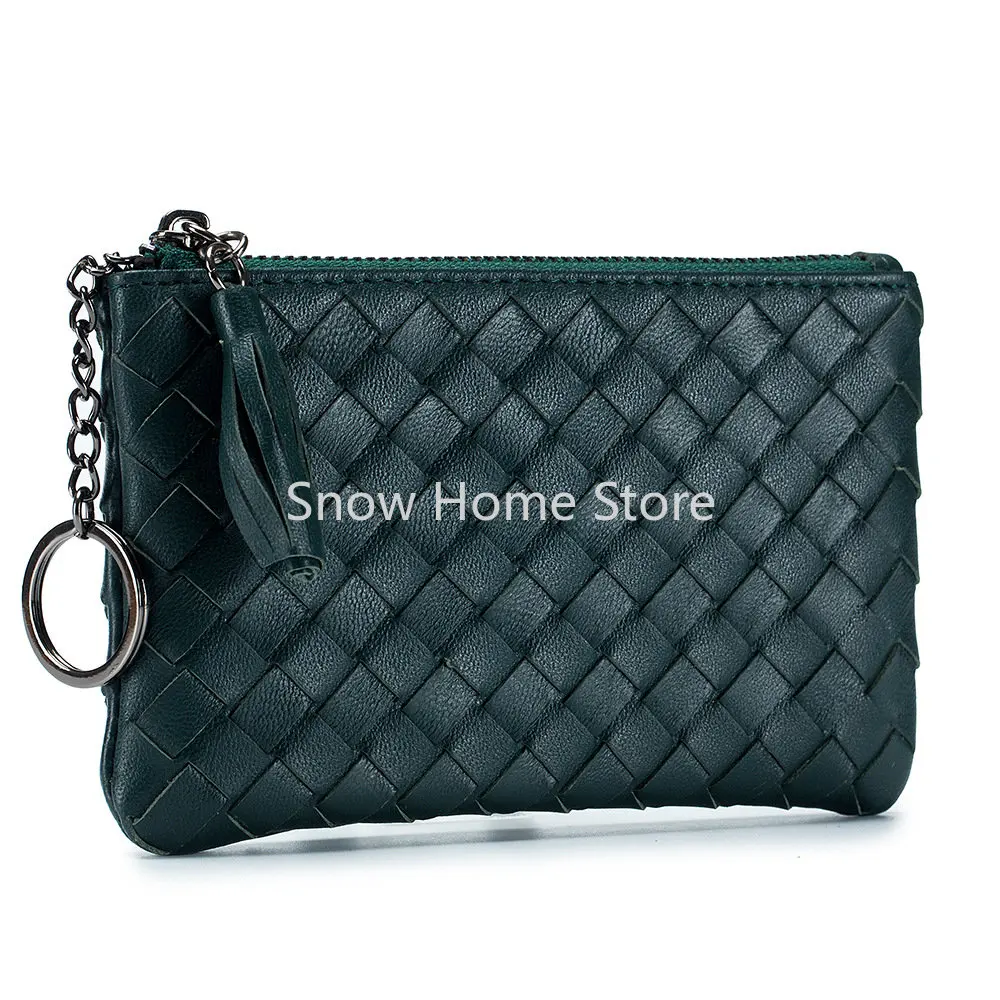 New Leather Short Coin Purse Women Sheepskin Braided Small Ultra-Thin Small Wallet Men\'s Wallet Storage Bag