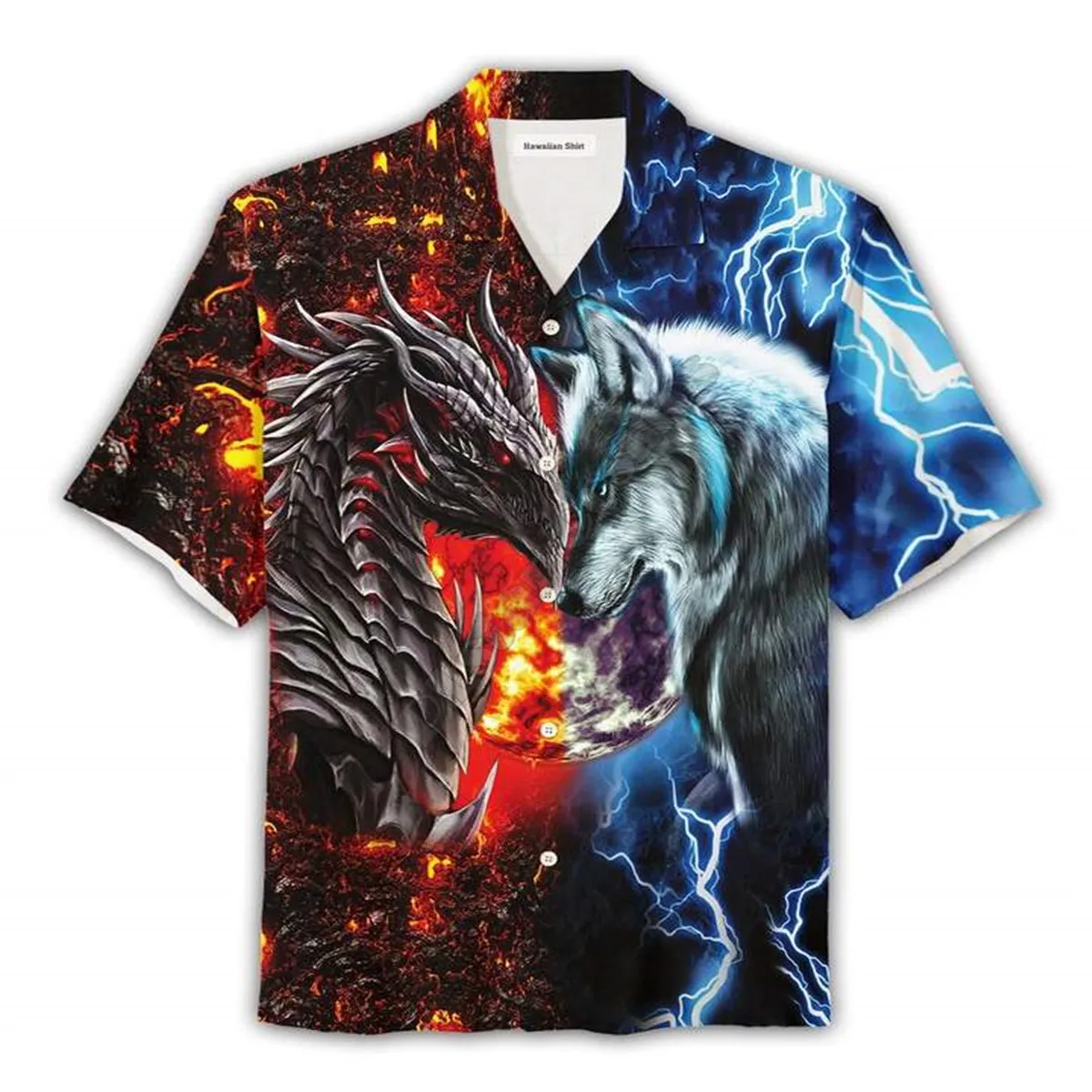 Hawaii Shirt Beach Summer Dragon And Wolf Hawaiian Shirt 3D Printed Men For Women Tee hip hop shirts cosplay costume