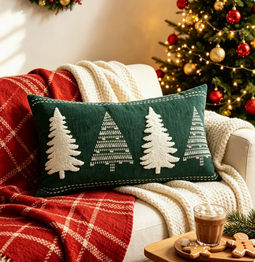 Fodera per Cuscino Ricamata Na - Embroidery Xmas Tree recensione e prezzo