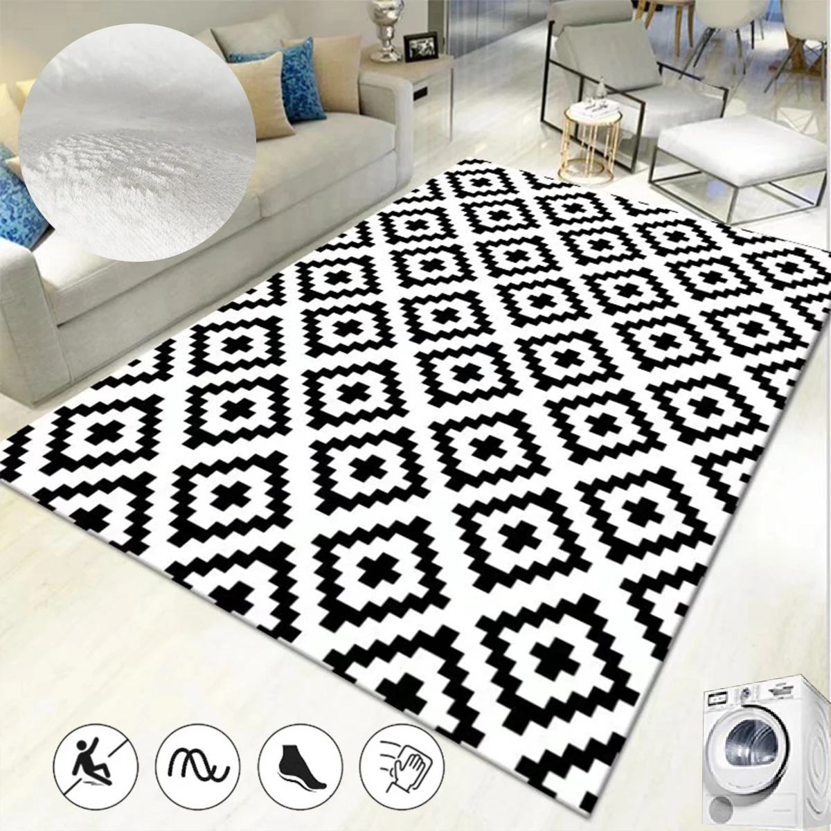 Nordic Geometric Home Decor Rug Modern Luxury Living Room Large Area Carpet Alfombra Para Cocina Tapis Soft Non-Slip Lounge Mat