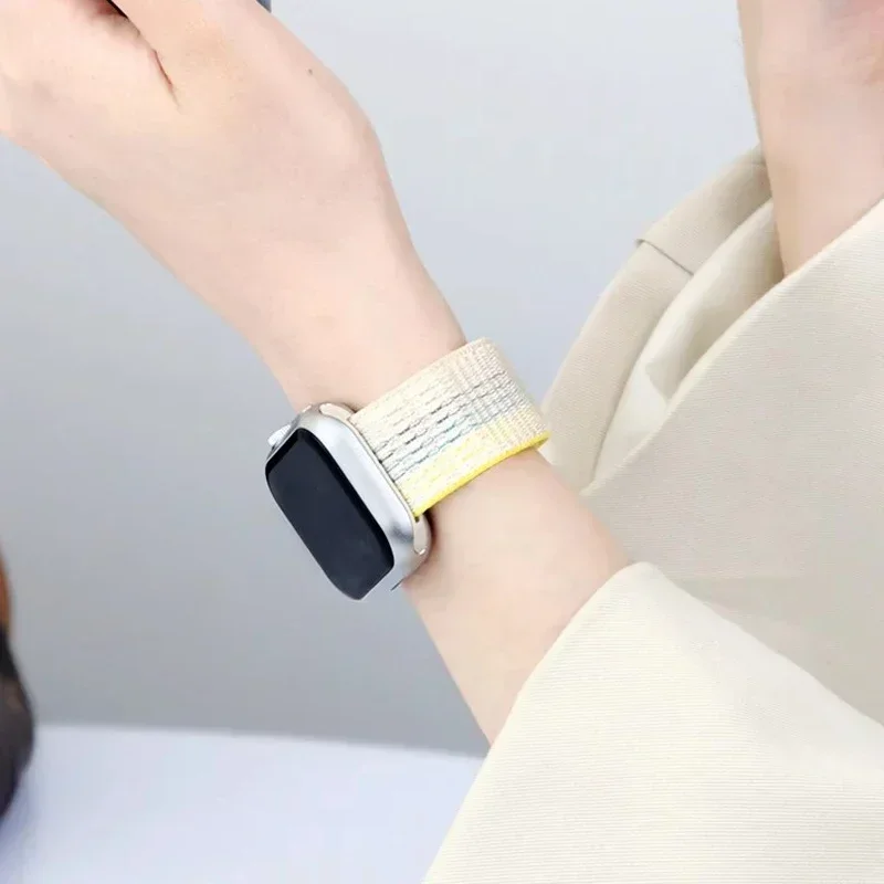 حلقة نايلون لحزام Apple حزام 45 42 من سلسلة iWatch 6 Se 7 8 9 10