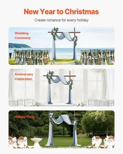 Набор искусственных свадебных цветов VEVOR (4 шт.) с драпировкой свадебной арки длиной 21 футов, дугообразными цветами для свадебной церемонии и