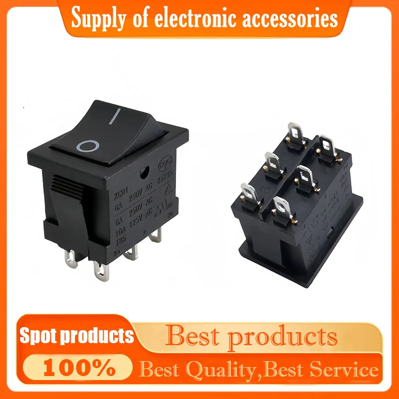 Interruptor tipo barco con dos velocidades y seis contactos KCD1-202 Interruptor basculante de alimentación de 6 contactos, 2 velocidades, dos posiciones y seis contactos 6A250V