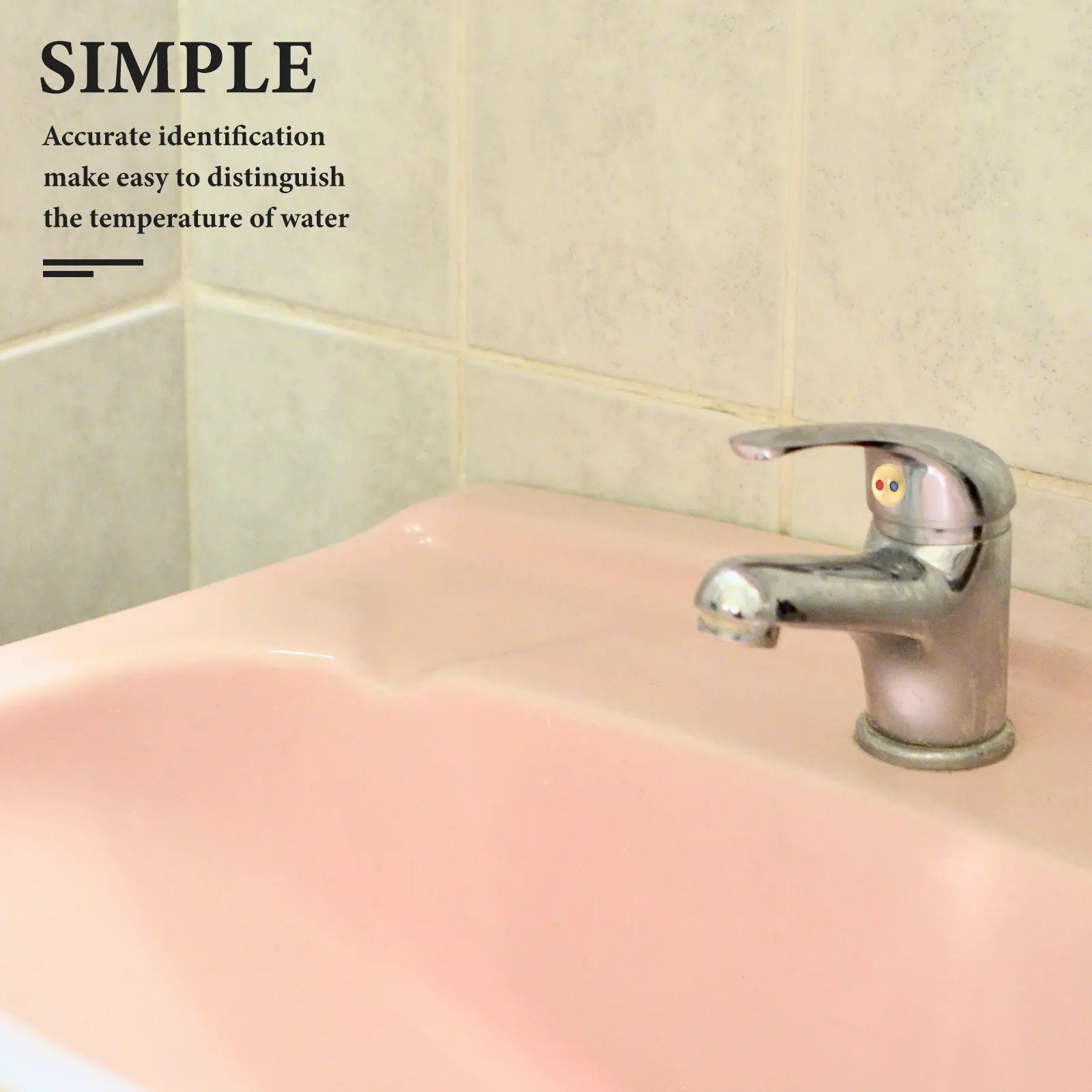 

30Pcs Faucet Handle Cold Hot Sign 0.8cm Red Temperature Markers Sink Tap Hole Cover Faucet Handle Hole Plug