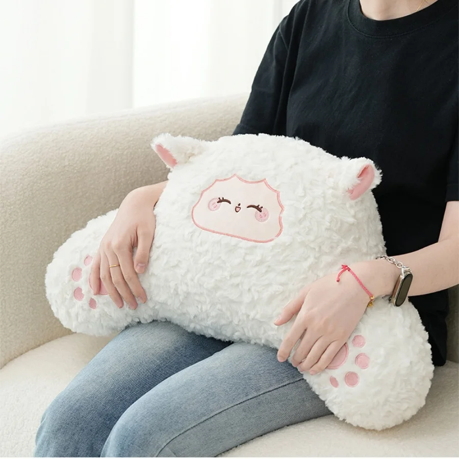 

Подушка с милым мультяшным маленьким ягненком, осенне-зимняя домашняя подушка для дивана, двухсторонняя флисовая подушка для подголовника кровати, подушка для объятий