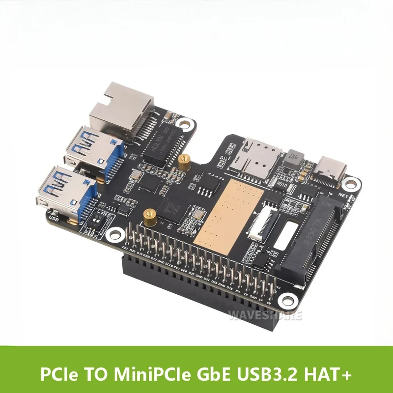 Rasberry Pi 5 PCIe TO MiniPCIe 4G Gigabit Ethernet RJ45 USB HUB HAT+ SIM7600G-H/EG25-G