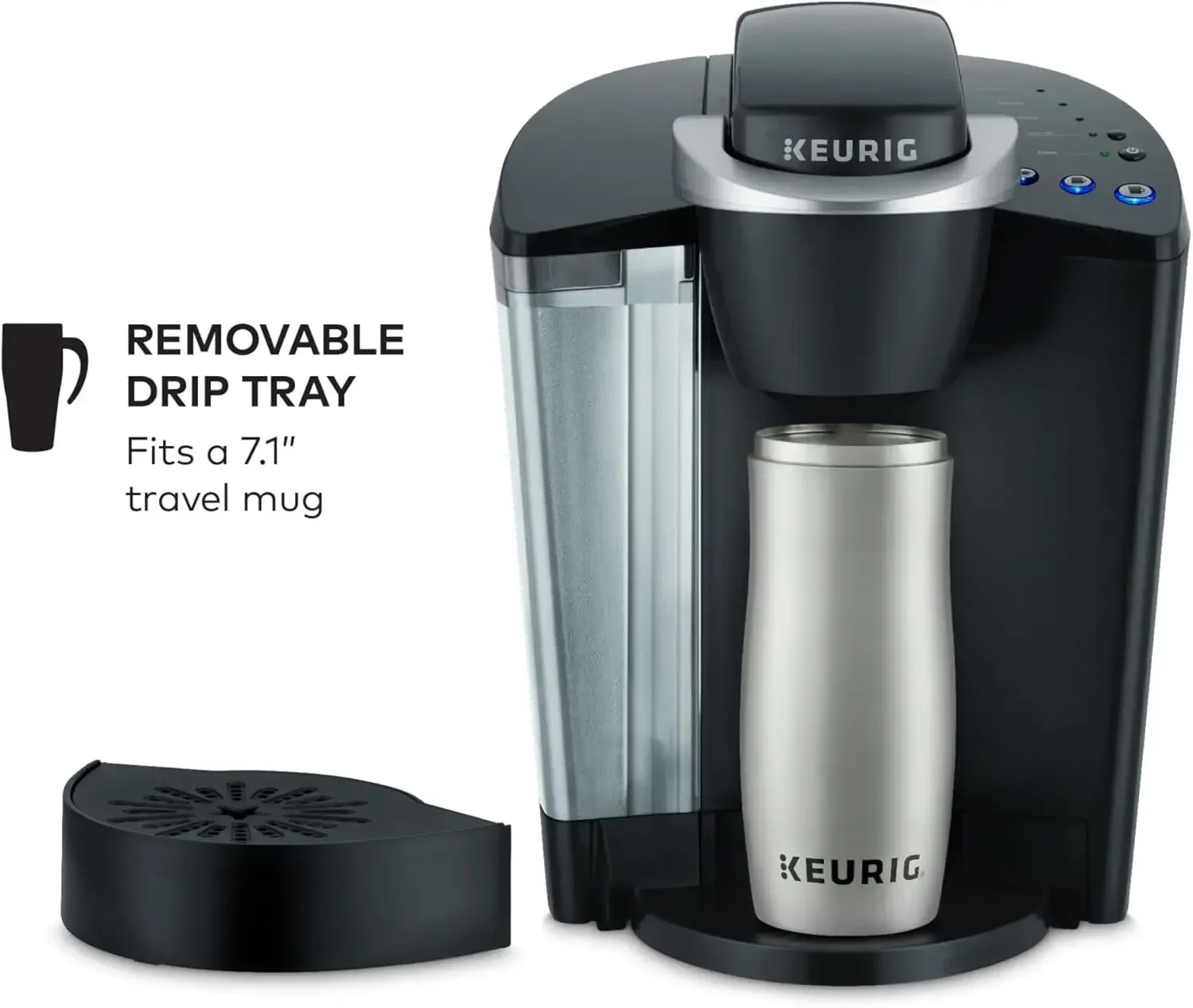 

K-Classic Single Serve K-Cup Pod Coffee Maker, with 3 Brew Sizes, 48oz Removable Reservoir, Black