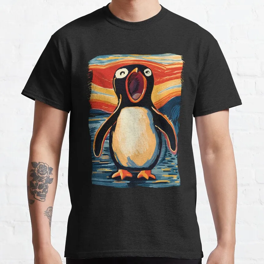 

Noot Noot Penguin Scream Retro 80s cartoon graphic t shirts Funny Penguin Lover Gift t shirt for men 100% cotton large size tops