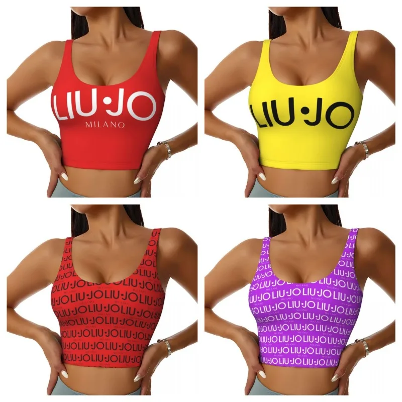 Women's Liu Italy Jo Sexy Loose Sports Bra Lettering Printed Cropped Top High Intensity Fitness Yoga Cropped Tank Top