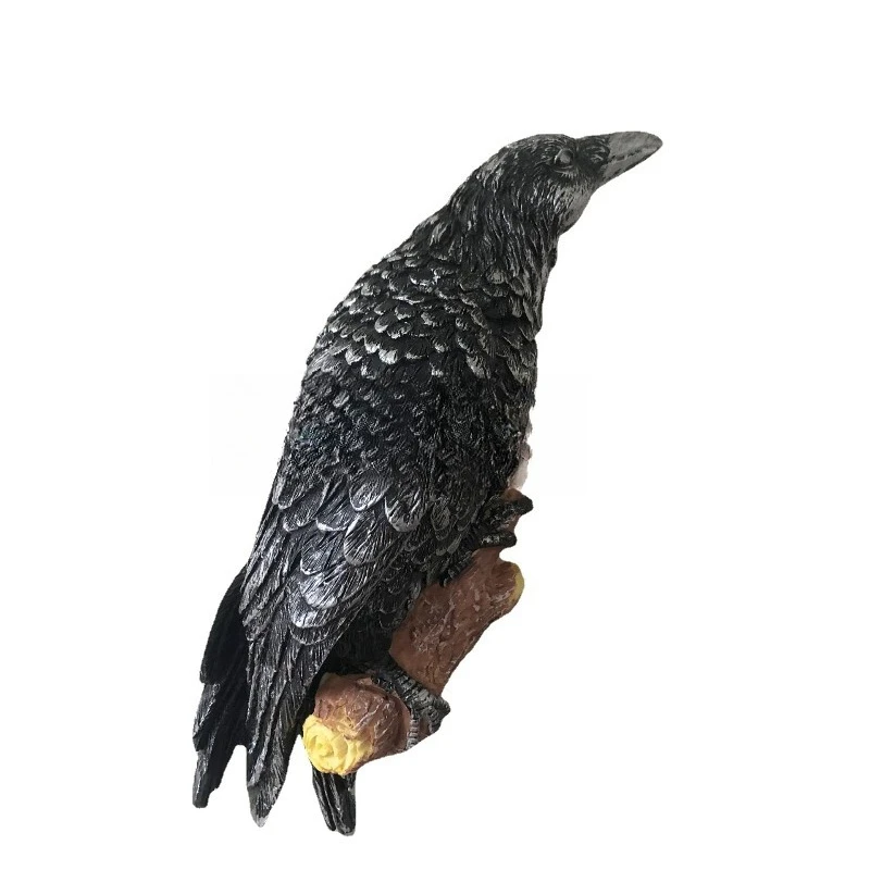 Black Crow Perch Wall Sculpture, Resin Wall Hanging Craft, Outdoor Garden Yard Wall Art Decoration