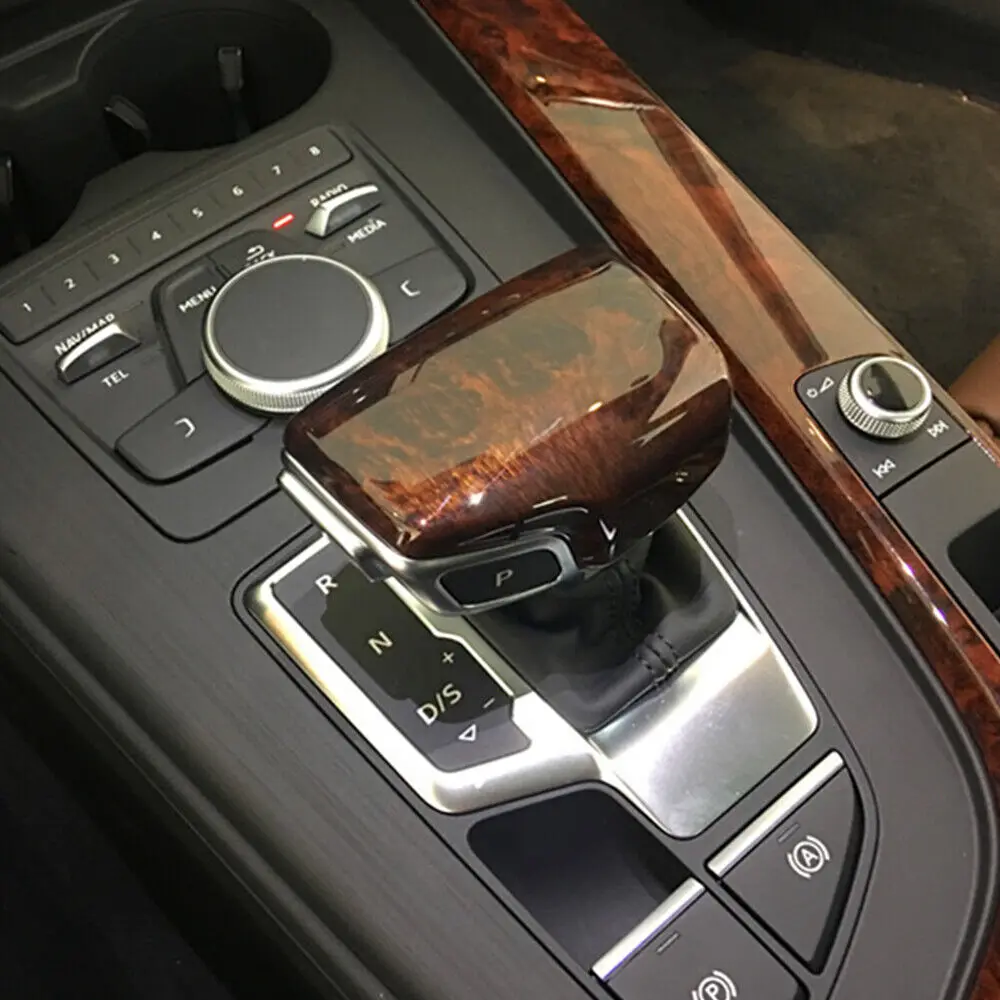 

WXZOS Peach Wood Grain Gear Shift Knob Cover 4M1713139F for Audi 2016-2019 Q7 LHD