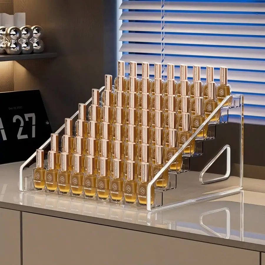 3/5/7-Layer Easy-Assemble Transparent Rack for Nail Polish & Cosmetics Storage